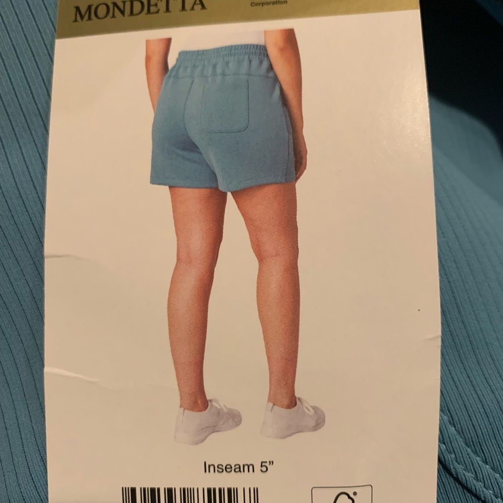 New Mondetta Women's Soft Ribbed Active Shorts, Adriatic Blue, Size L - Picture 2 of 9